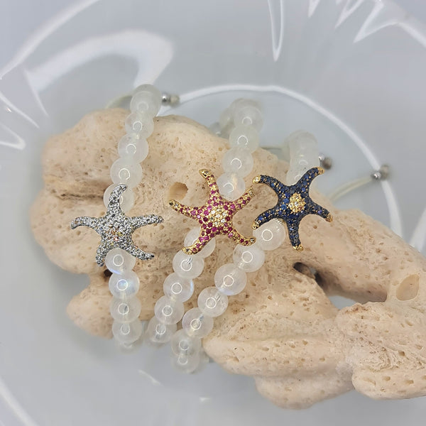 Sea Star and Moonstone Bead Bracelet