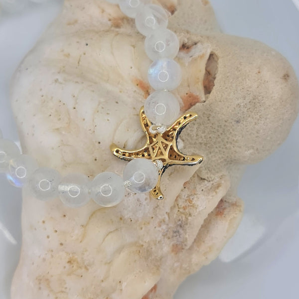 Sea Star and Moonstone Bead Bracelet