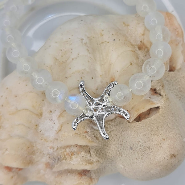 Sea Star and Moonstone Bead Bracelet