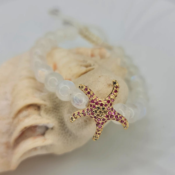 Sea Star and Moonstone Bead Bracelet