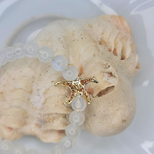 Sea Star and Moonstone Bead Bracelet