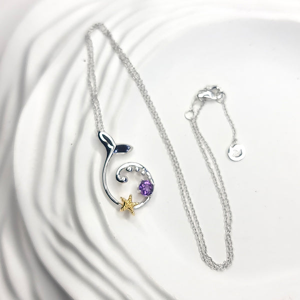 Whale Tail and Sea Star Necklace