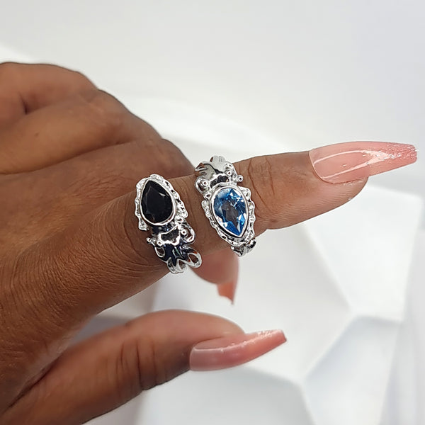 Cuttlefish Blue Topaz Open Ring