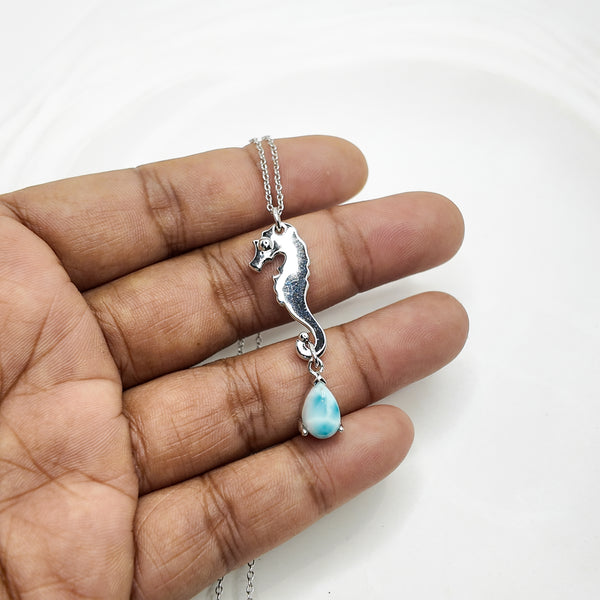 Seahorse and Larimar Necklace