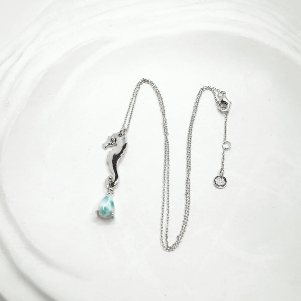 Seahorse and Larimar Necklace