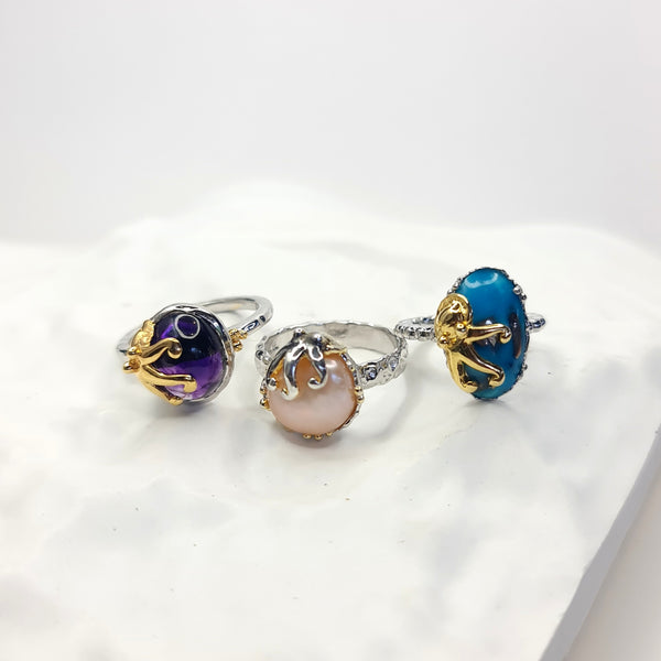 Octopus and Pearl Ring