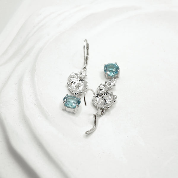 Sea Flowers and Blue Topaz Drop Earrings