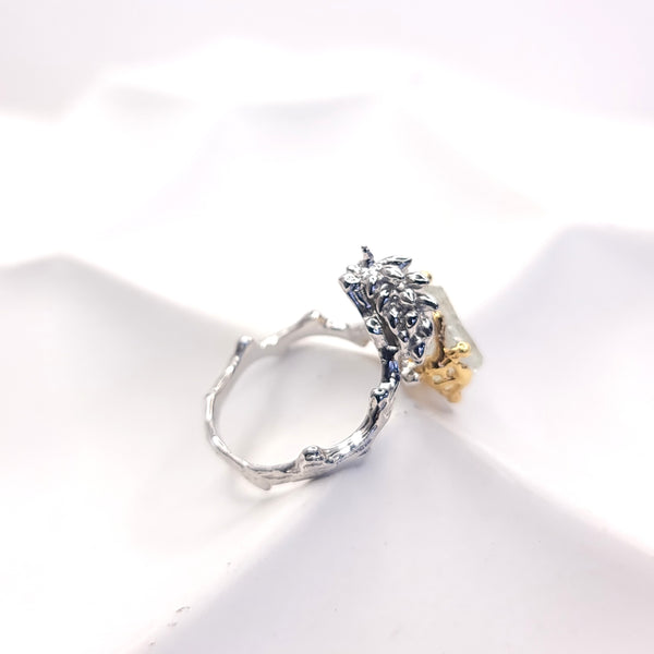 Matilda Nudibranch and Raw Aquamarine Open Ring