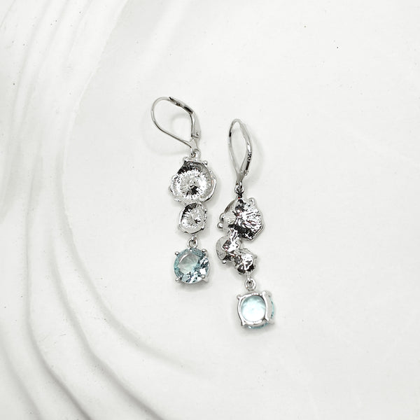Sea Flowers and Blue Topaz Drop Earrings
