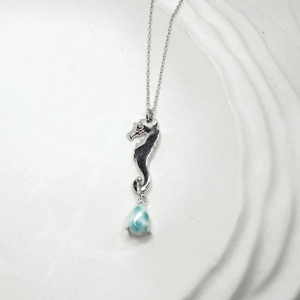Seahorse and Larimar Necklace