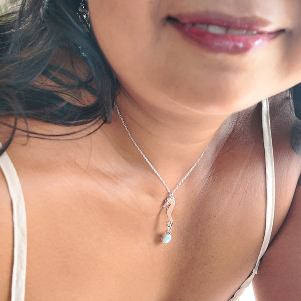 Seahorse and Larimar Necklace