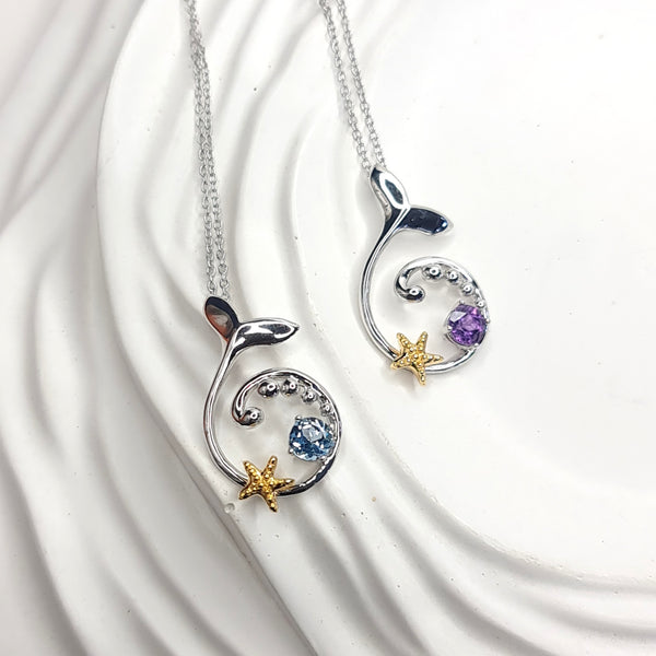 Whale Tail and Sea Star Necklace