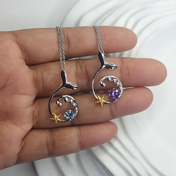 Whale Tail and Sea Star Necklace