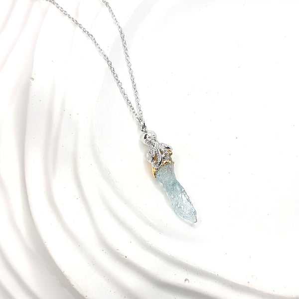 Octopus and Raw Aquamarine Necklace