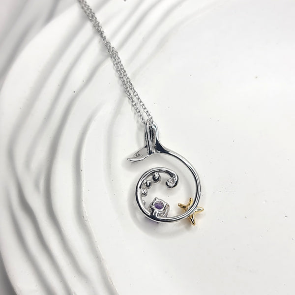 Whale Tail and Sea Star Necklace