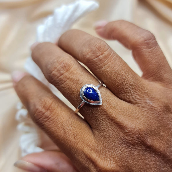 Lazuli Sea Stackable Ring Pear