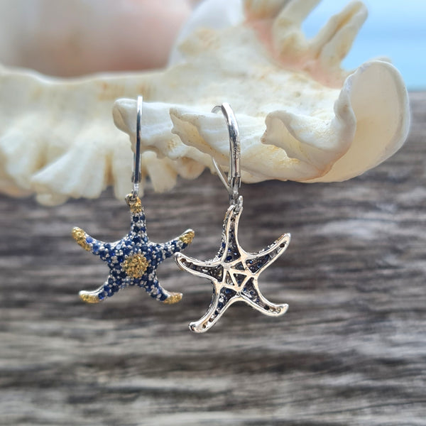 Seastar Sapphire and Citrine Drop Earrings