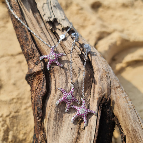 Seastar Ruby and Citrine Necklace
