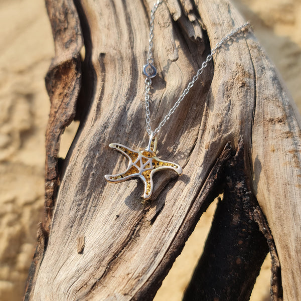 Seastar Sapphire and Citrine Necklace