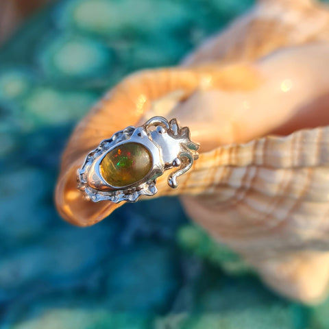 Cuttlefish and Ethiopian Opal Open Ring