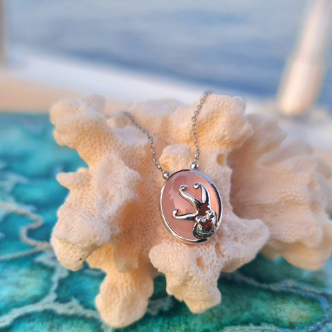 Octopus and Rose Quartz Necklace
