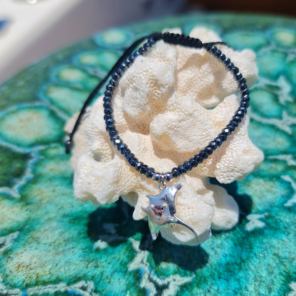 Manta Ray Sapphire and Hematite Bracelet
