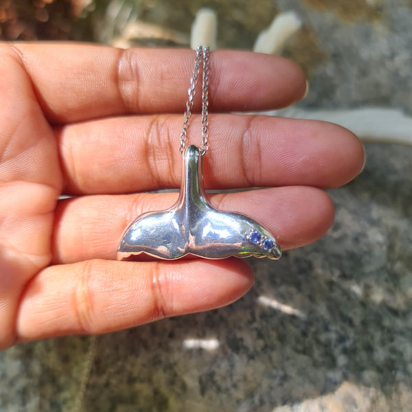 Whale Tail Blue Topaz Necklace