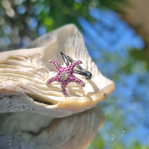 Sea Star Ruby and Citrine Ring