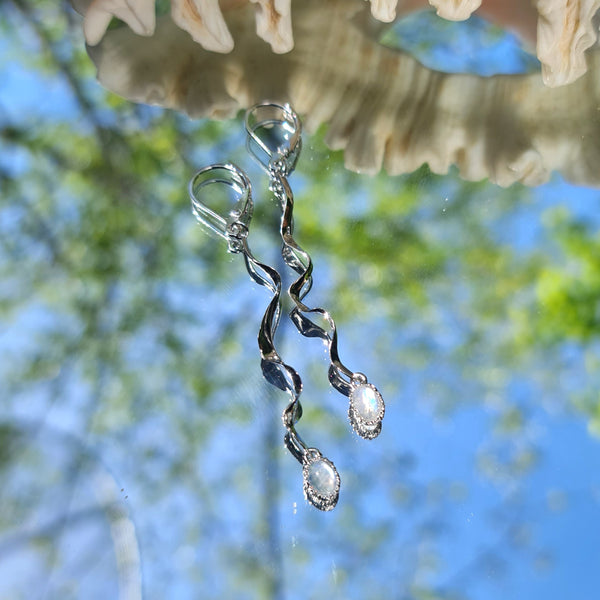 Seaweed and Moonstone Drop Earrings