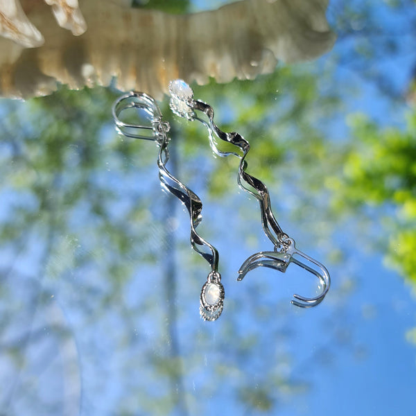 Seaweed and Moonstone Drop Earrings