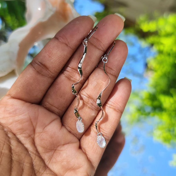 Seaweed and Moonstone Drop Earrings