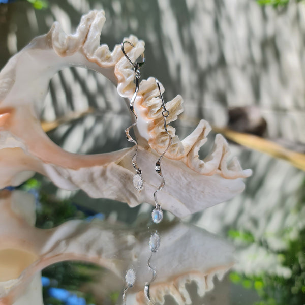 Seaweed and Moonstone Drop Earrings