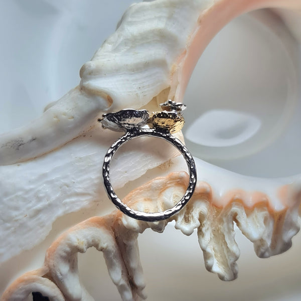 Sea Flowers and Ethiopian Opal and Ruby Ring