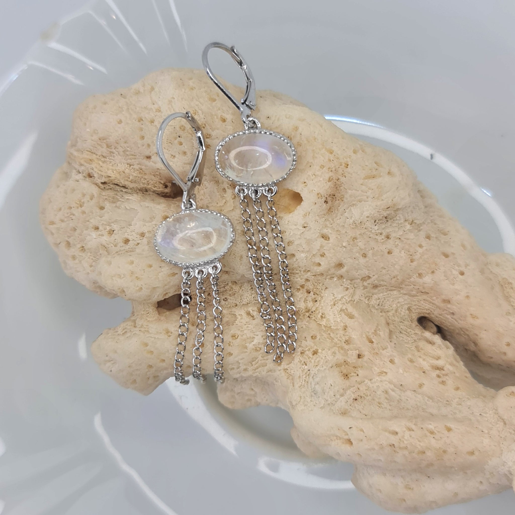 Jellyfish and Moonstone Drop Earrings