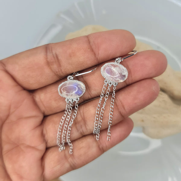 Jellyfish and Moonstone Drop Earrings