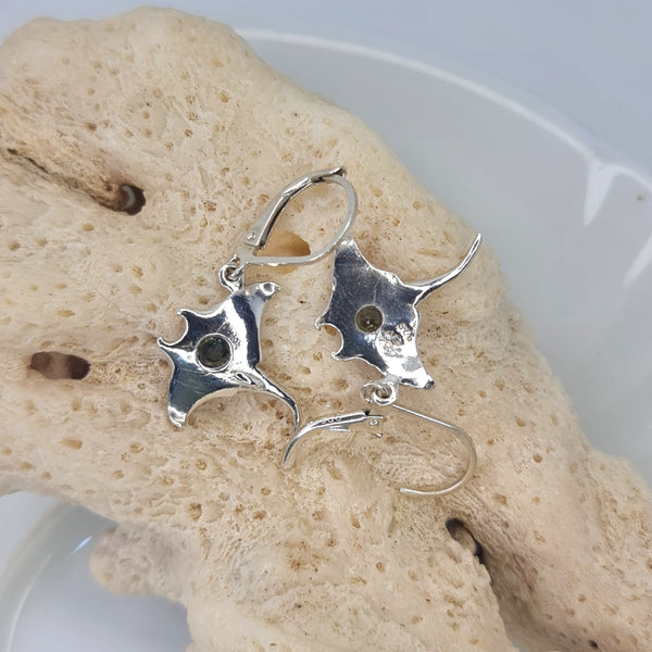 Manta Ray with Gemstones Drop Earrings