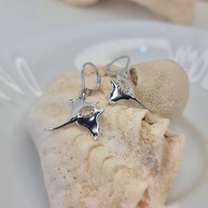 Manta Ray with Gemstones Drop Earrings