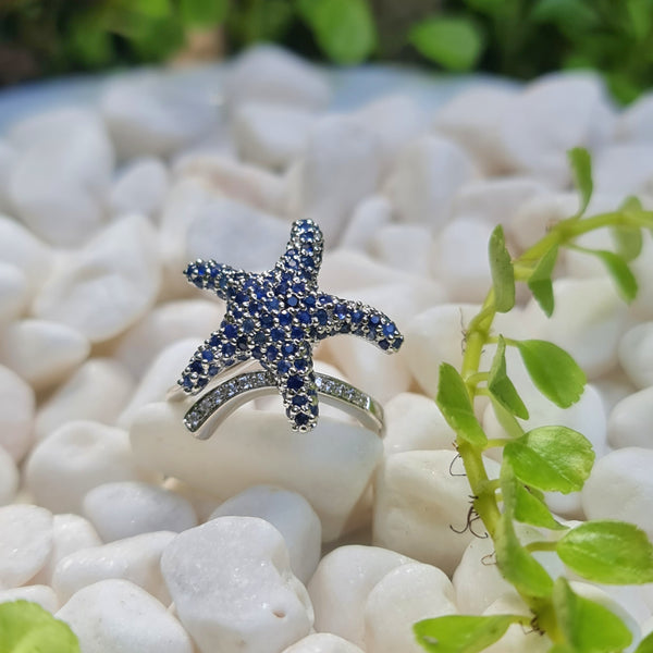 Sea Star Blue Sapphire Ring