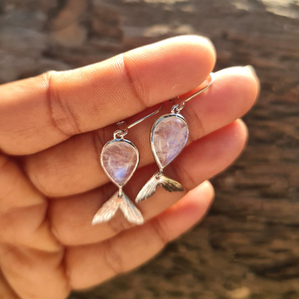 Tail Tale Moonstone Fish Tail Drop Earrings