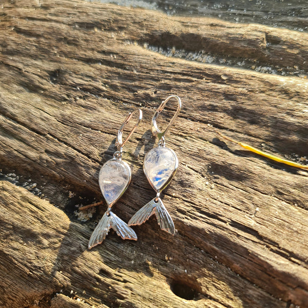 Tail Tale Moonstone Fish Tail Drop Earrings