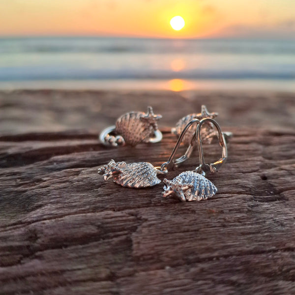 Seashell and Sea Star Drop Earrings