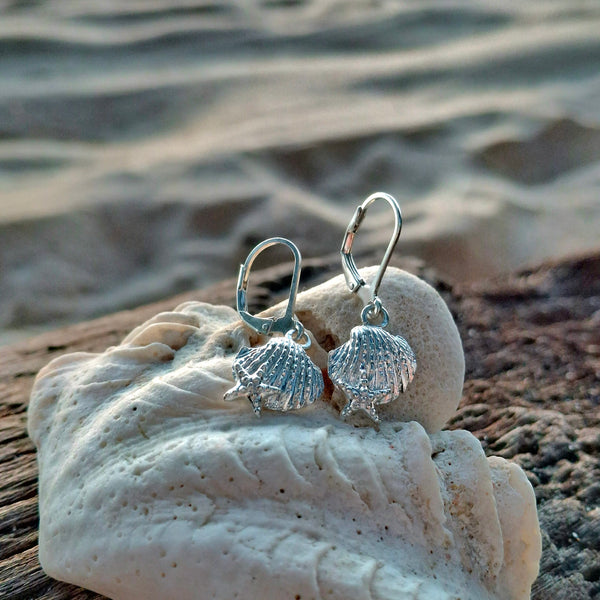 Seashell and Sea Star Drop Earrings