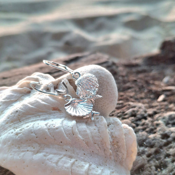 Seashell and Sea Star Drop Earrings