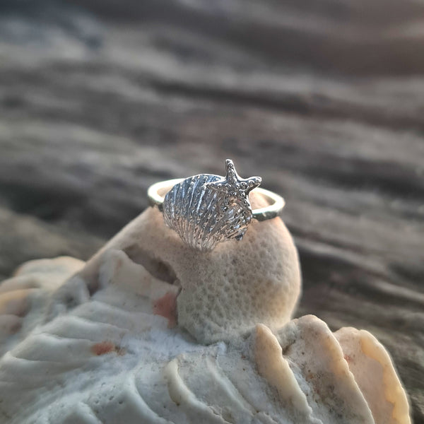 Seashell and Seastar Ring