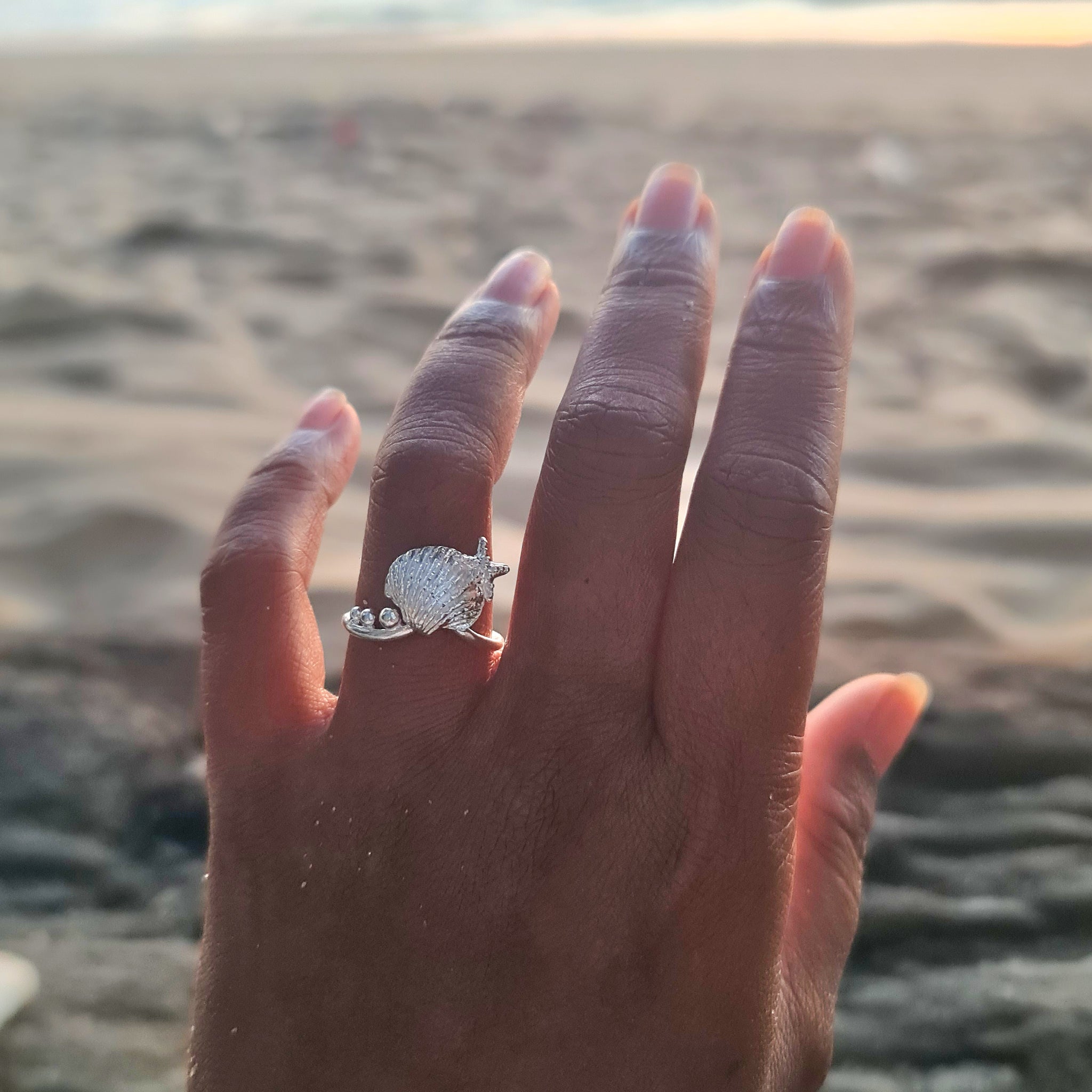 Seashell and Seastar Ring