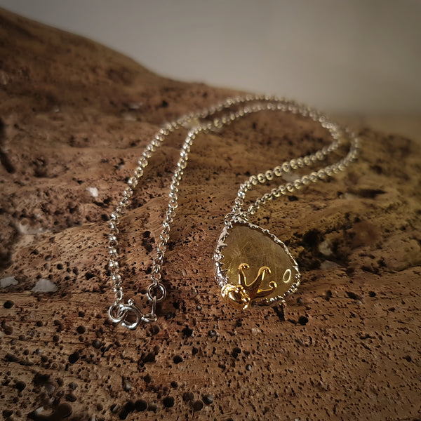 Octopus and Golden Rutile Quartz Necklace