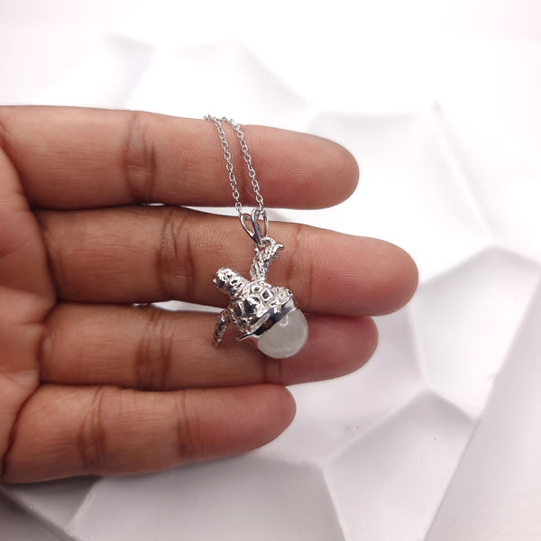 Hatching Baby Turtle Moonstone Necklace