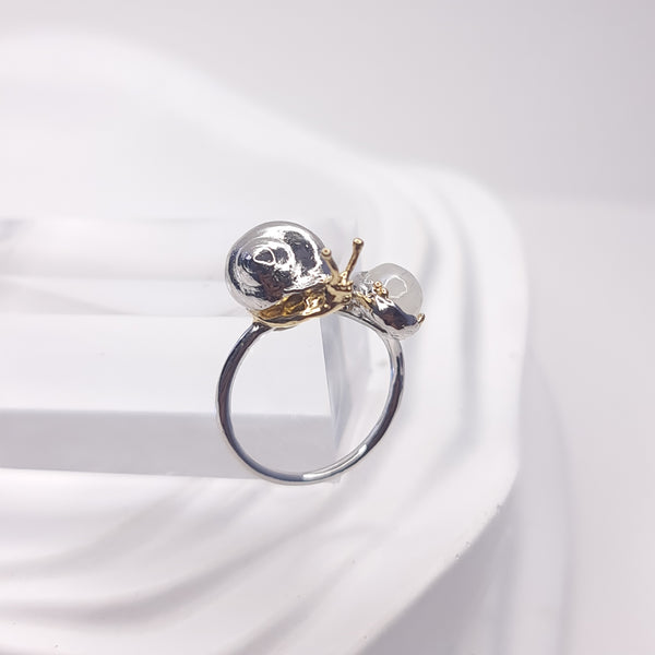 Sea Snail Moonstone Two Tones Ring