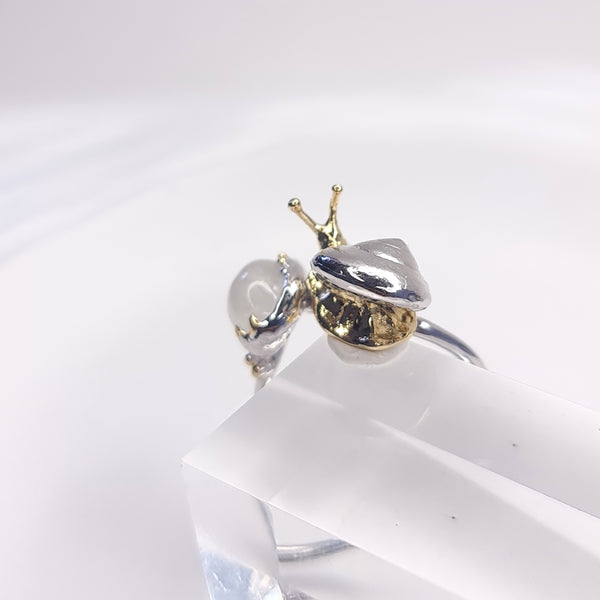 Sea Snail Moonstone Two Tones Ring