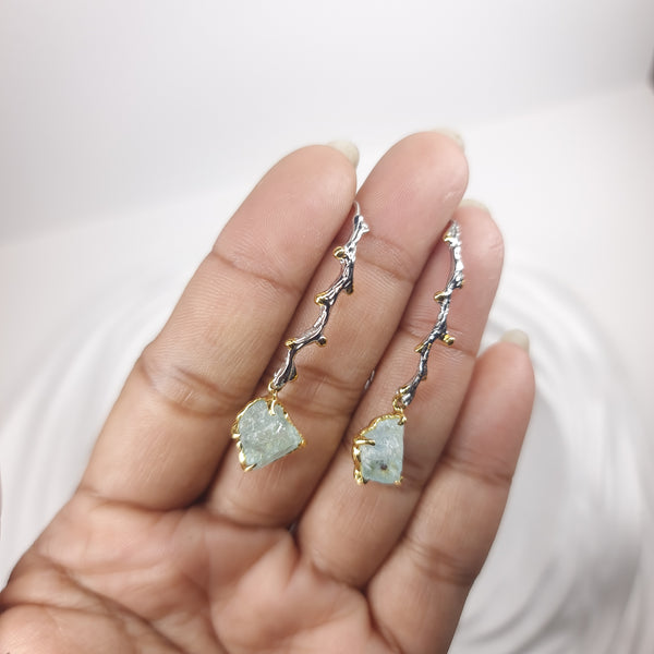 Fancy Coral Aquamarine Drop Earrings